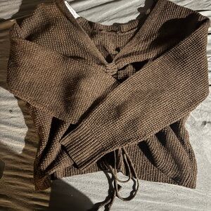 Pink Rose Chocolate V-Neck Sweater